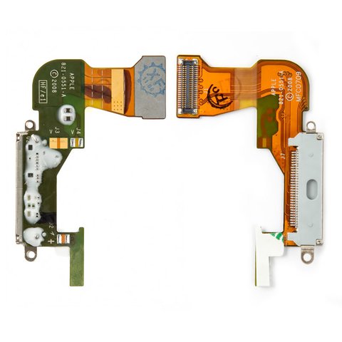 Шлейф для Apple iPhone 3GS, конектора зарядки, білий, з компонентами