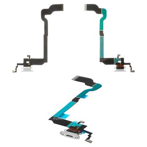 Шлейф для iPhone X, коннектора наушников, коннектора зарядки, белый, High Copy