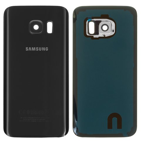 Задняя панель корпуса для Samsung G930 Galaxy S7, черная, со стеклом камеры