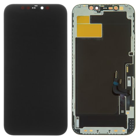 Дисплей для iPhone 12, iPhone 12 Pro, чорний, з рамкою, Original PRC , з пластиками камери та давача наближення, NEW