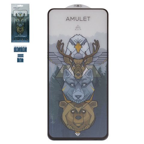 Защитное стекло iNobi Amulet для Realme 8i, Narzo 50; Oppo A96 4G, Full Glue, Anti Static, черный, cлой клея нанесен по всей поверхности