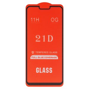 Защитное стекло для Xiaomi Mi 8 Lite 6.26", Redmi Note 6 Pro, совместимо с чехлом, Full Glue, без упаковки , черный, cлой клея нанесен по всей поверхности, M1808D2TG