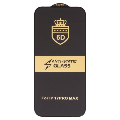 Захисне скло ESD 6D для Apple iPhone 17 Pro Max, сумісне з чохлом, Full Glue, Anti Static, без упаковки , чорний