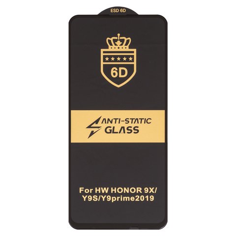 Захисне скло ESD 6D для Huawei Honor 9X, P Smart Z, Y9 Prime 2019 , сумісне з чохлом, Full Glue, Anti Static, без упаковки , чорний