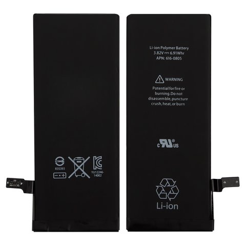 Battery compatible with iPhone 6, Li Polymer, 3.82 V, 1810 mAh, PRC, original IC  #616 0805 616 0809