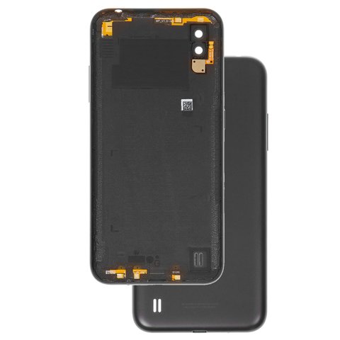 Housing Back Cover compatible with Samsung A015 Galaxy A01, black, with side button, with camera lens 