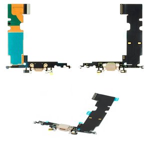 Шлейф для iPhone 8 Plus, коннектора зарядки, золотистый
