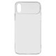 Чехол Baseus для iPhone X, iPhone XS, белый, со вставкой из PU кожи, прозрачный, пластик, PU кожа, #WIAPIPH58-SS02