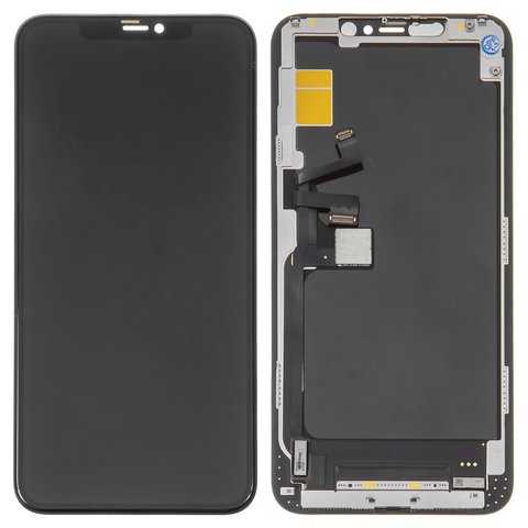 LCD compatible with iPhone 11 Pro Max, black, with frame, HC, OLED , OEM soft 