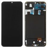 LCD compatible with Samsung A205 Galaxy A20, A205F/DS Galaxy A20, M107F/DS Galaxy M10s, (black, with frame, High Copy, with wide edge, (OLED))