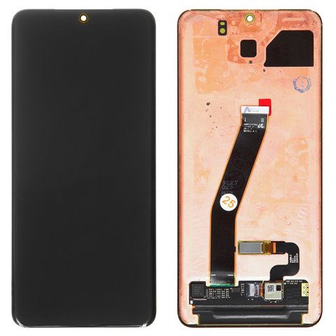 LCD compatible with Samsung G980 Galaxy S20, G981 Galaxy S20 5G, black, without frame, original change glass 