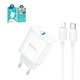Mains Charger Hoco C104A, (20 W, Power Delivery (PD), white, with cable USB type C to Lightning for Apple, 1 output) #6931474782908