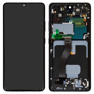 Pantalla LCD puede usarse con Samsung G998 Galaxy S21 Ultra 5G, negro, con marco, Original PRC 