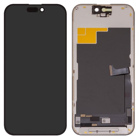 Pantalla LCD puede usarse con iPhone 15 Pro, negro, con marco, HC, sin microchip, OLED , YK OEM hard