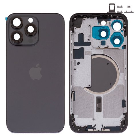 Carcasa puede usarse con iPhone 15 Pro Max, negro, con botones laterales,  con sujetador de tarjeta SIM, Original PRC , EU Version, black titanium