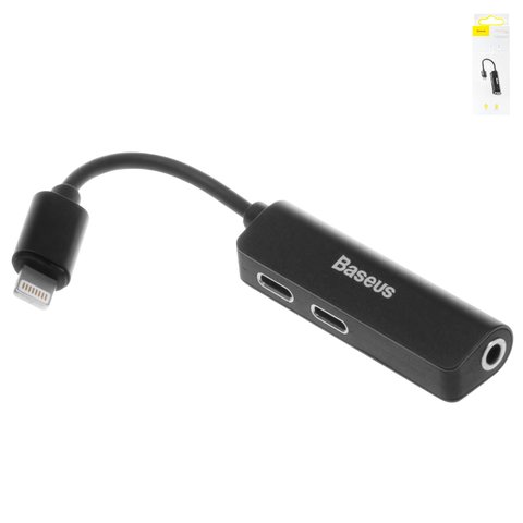 Adapter Baseus L52, Lightning to Dual Lightning + 3.5 3 in1, doesn't support microphone , TRS 3.5 mm, Lightning, black  #CALL52 01