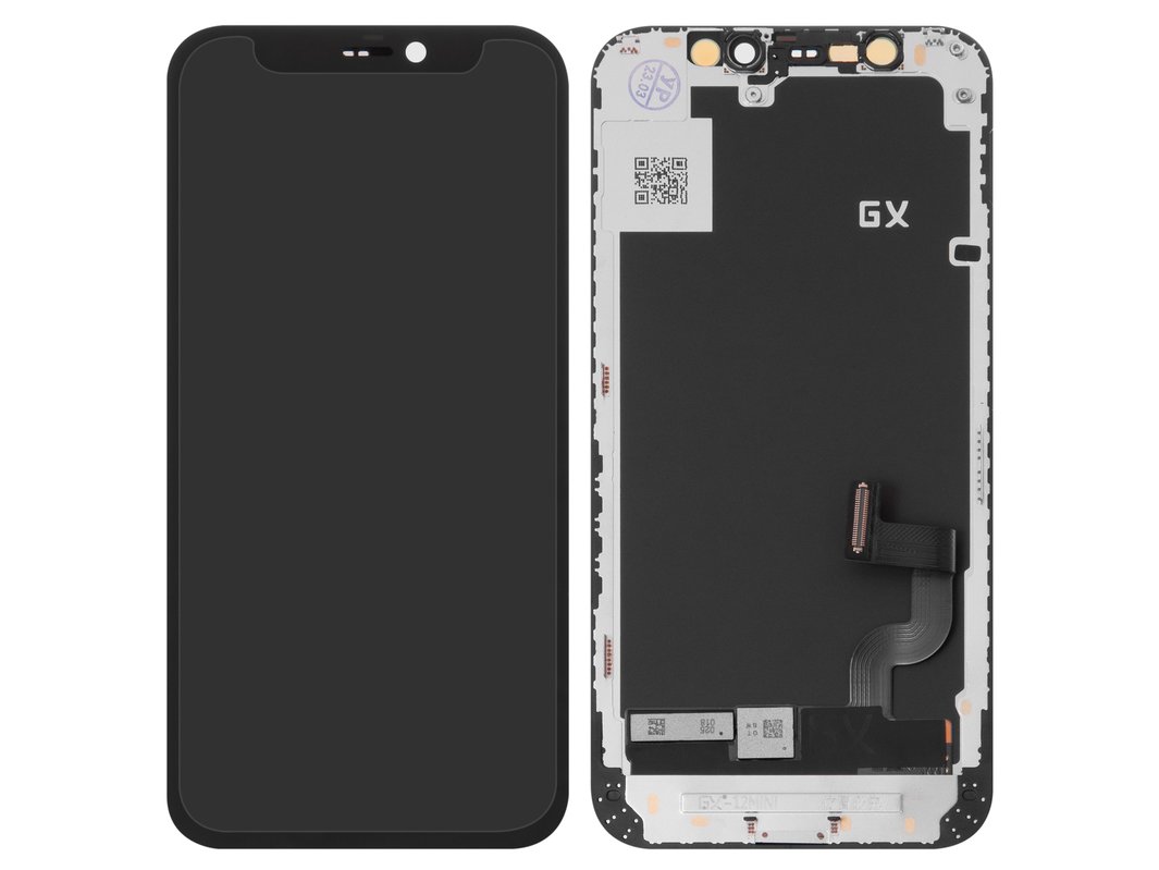 LCD compatible with iPhone 12 mini, (black, with frame, HC