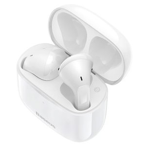 Headphone Baseus Bowie E3, wireless, white, with charging case, with USB cable Type C  #NGTW080002