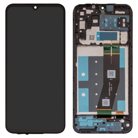 LCD compatible with Samsung A145 Galaxy A14, black, with frame, Original PRC , with black cable