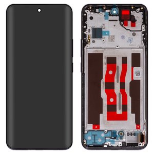 LCD compatible with Oppo Reno12 CPH2625 , black, with frame, Original PRC , matte brown 