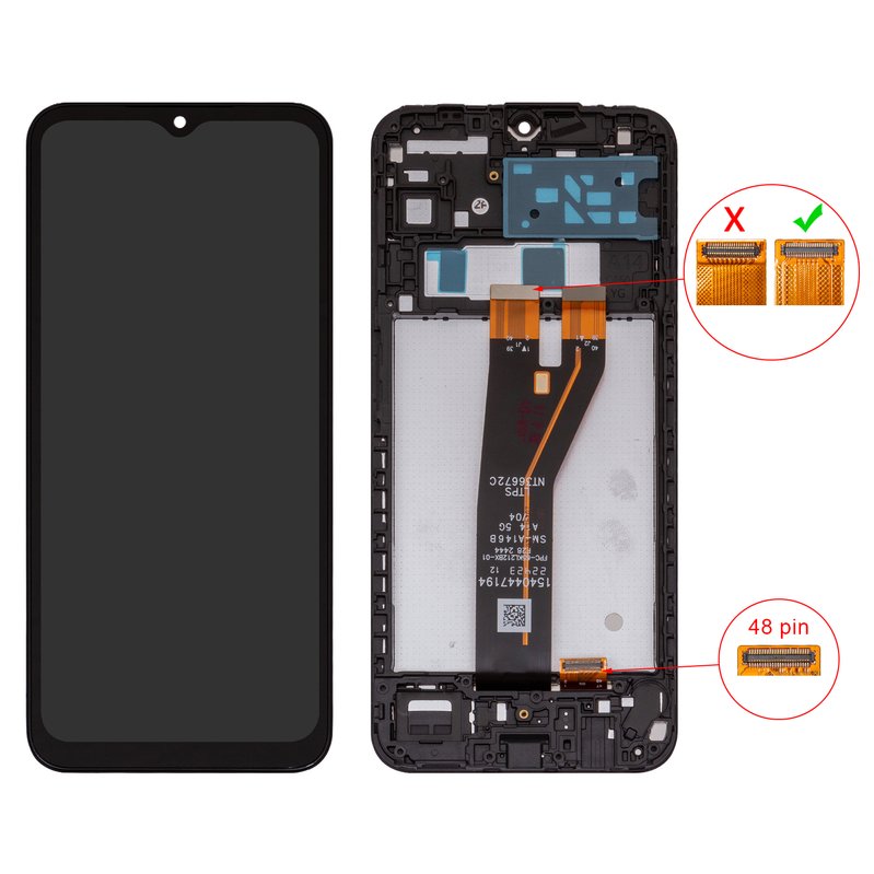 LCD compatible with Samsung A146B Galaxy A14 5G, (black, with frame ...