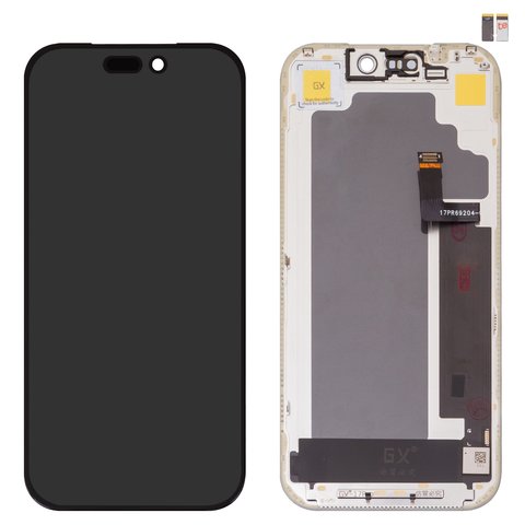 LCD compatible with iPhone 17 Pro, black, with frame, HC, OLED , GX OEM hard 