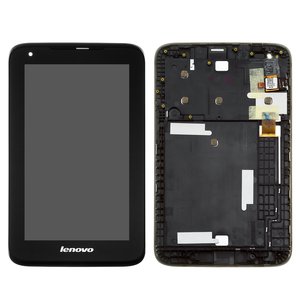 Дисплей для Lenovo IdeaTab A1000L, чорний, з рамкою
