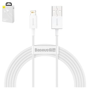 USB кабель Baseus Superior, USB тип A, Lightning, 200 см, 2,4 А, белый, силиконовый, #CALYS C02