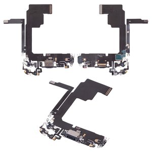 Шлейф для iPhone 15 Pro, коннектора зарядки, синий, с микрофоном, HC