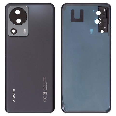 Задняя панель корпуса для Xiaomi 13 Lite, черная, со стеклом камеры